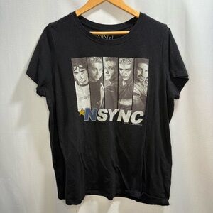 NSYNC Graphic Band Tee Black Vinyl Icons Size L